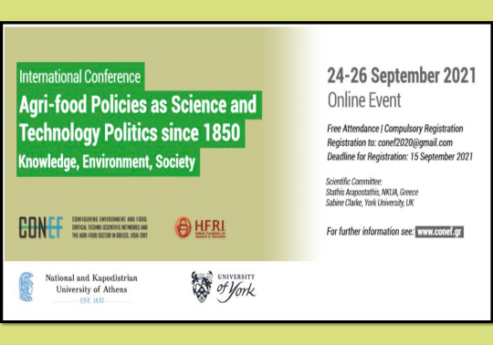 International Conference Agri-food Policies as Science and Technology since 1850 Knowledge, Environment, Society